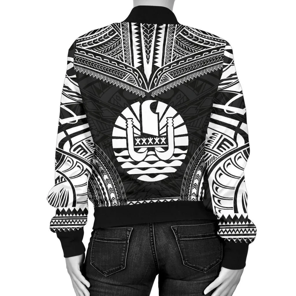 Tahiti Polynesian Chief Women'S Bomber Jacket - Black Version - Bn10