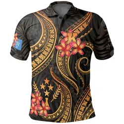 Kosrae Micronesian Polo Shirt - Gold Plumeria