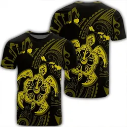 Alohawaii Tee - Hawaiian Map Kanaka Hibiscus Turtle Yellow Polynesian T-shirt AH - J4R