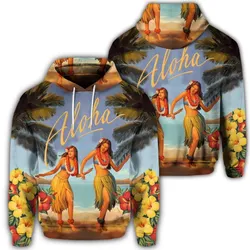 Hawaiian Aloha Hula Girl Hibiscus Polynesian Hoodie