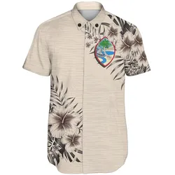 Guam Short Sleeve Shirt - The Beige Hibiscus
