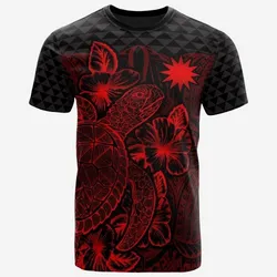 Nauru T shirt - Nauru Flag Turtle Hibiscus Red