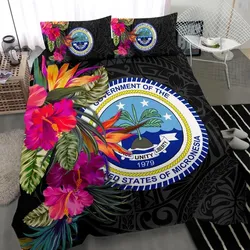 FamilyGater Bedding Set - Cover and Pillow Cases Federated States of Micronesia - Polynesian Hibiscus Pattern - BN39