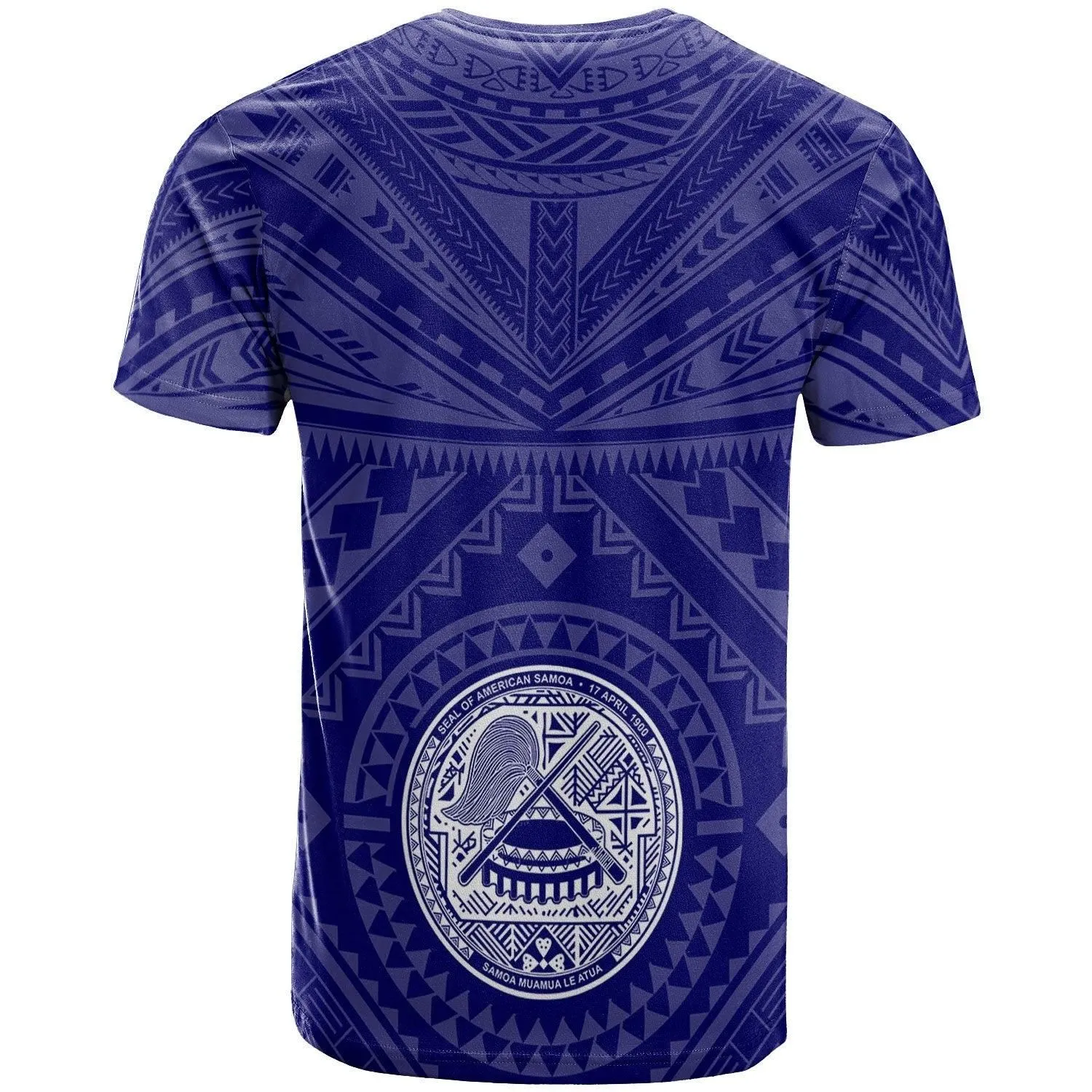 American Samoa Personalised T-Shirt - Seal In Polynesian Tattoo Style ( Blue)