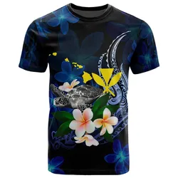 Polynesian Hawaii T-Shirt - Turtle With Plumeria Flowers
