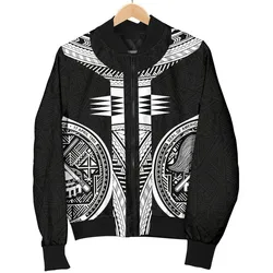 American Samoa Polynesian Men Bomber Jacket - Black Armor Tattoo