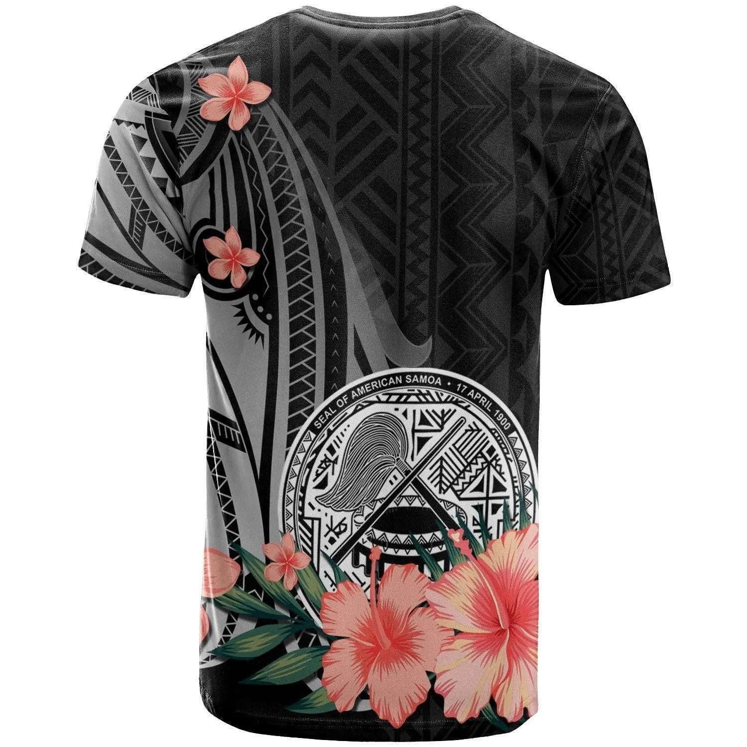 American Samoa Personalised Custom T Shirt - Polynesian Hibiscus Pattern Style