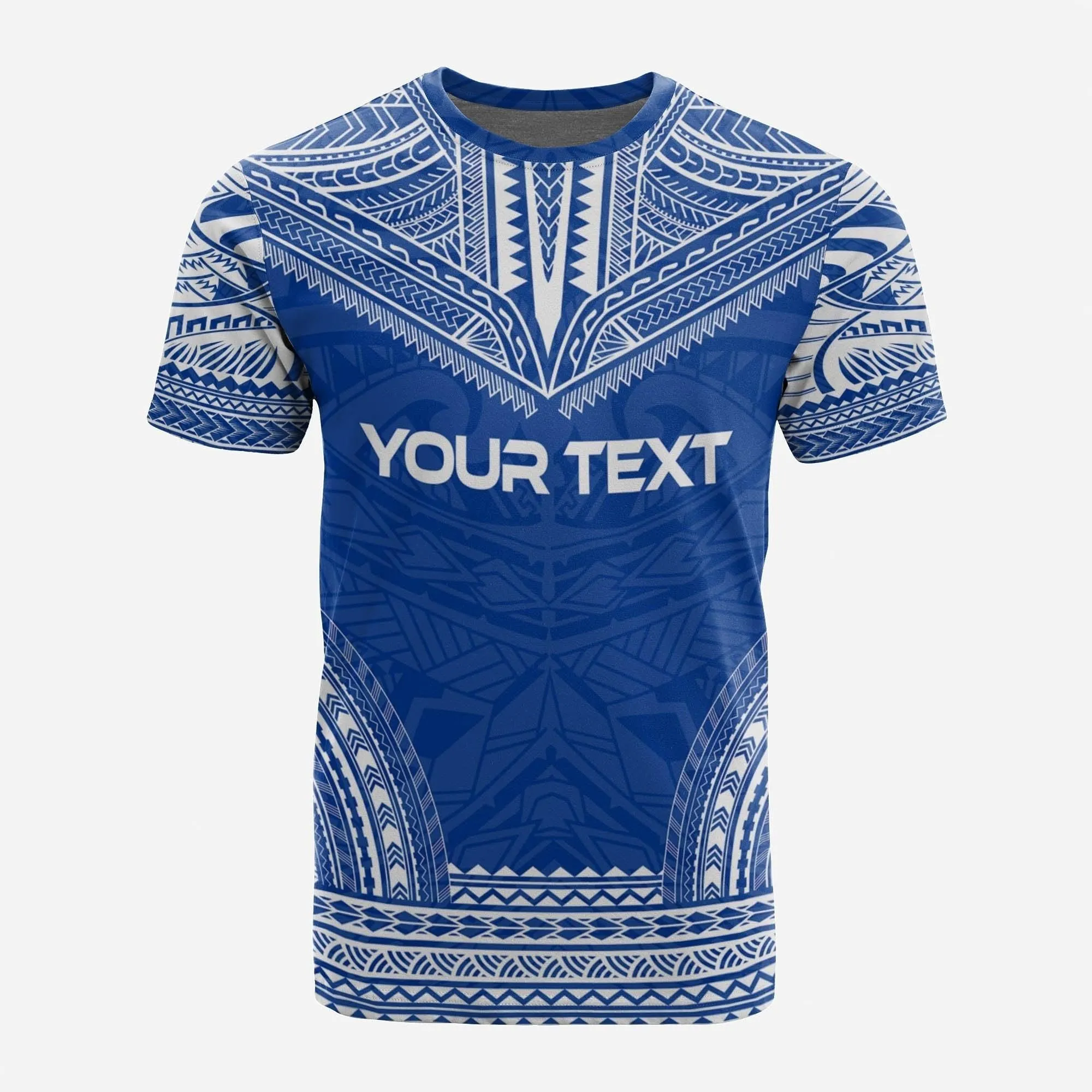 Marshall Islands Custom Personalised T Shirt - Marshall Islands Flag Polynesian Chief Tattoo Blue Version