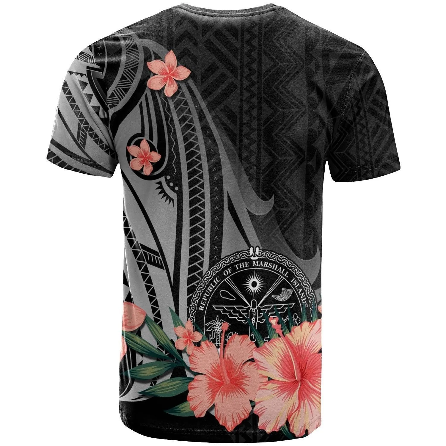 Marshall Islands Personalised Custom T shirt - Polynesian Hibiscus Pattern Style