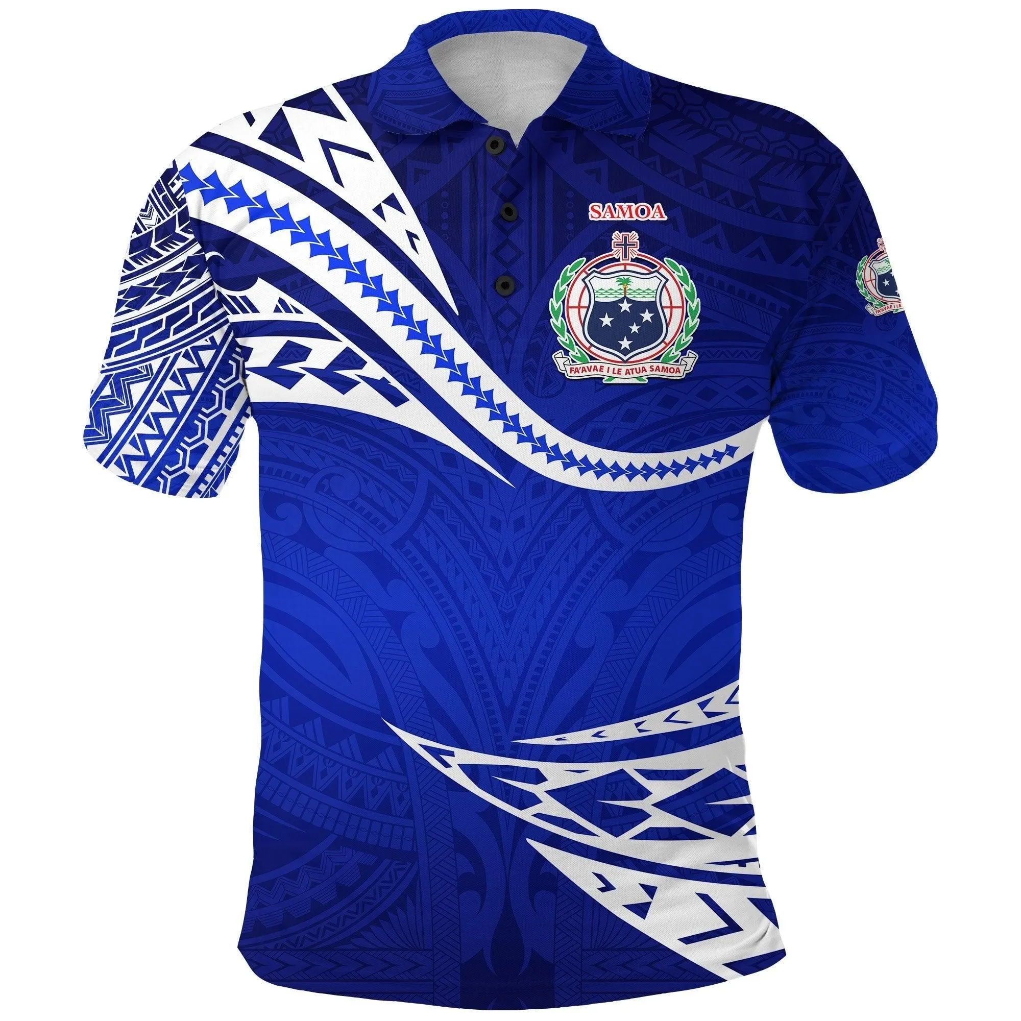 (Custom Personalised) Manu Samoa Rugby Polo Shirt Unique Version - Blue, Custom Text And Number