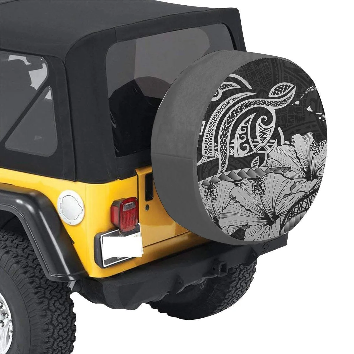 Hawaii Turtle Map Polynesian Gray Spare Tire Cover AH