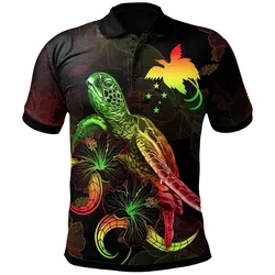 Papua New Guinea Polynesian Polo Shirt - Turtle With Blooming Hibiscus Reggae