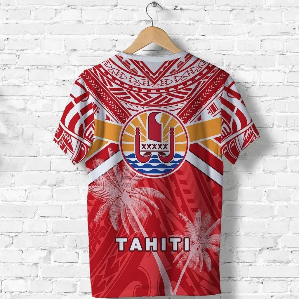 (Custom Personalised) Tahiti Rugby T Shirt Polynesian Coat Of Arms And Flag