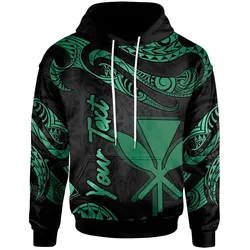 Hawaii Polynesian Custom Personalised Hoodie - Poly Tattoo Green Version