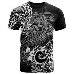 American Samoa T Shirt - White Shark Polynesian Tattoo