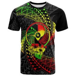 Yap Micronesian T-Shirt Reggae - Spiral Pattern Hibiscus