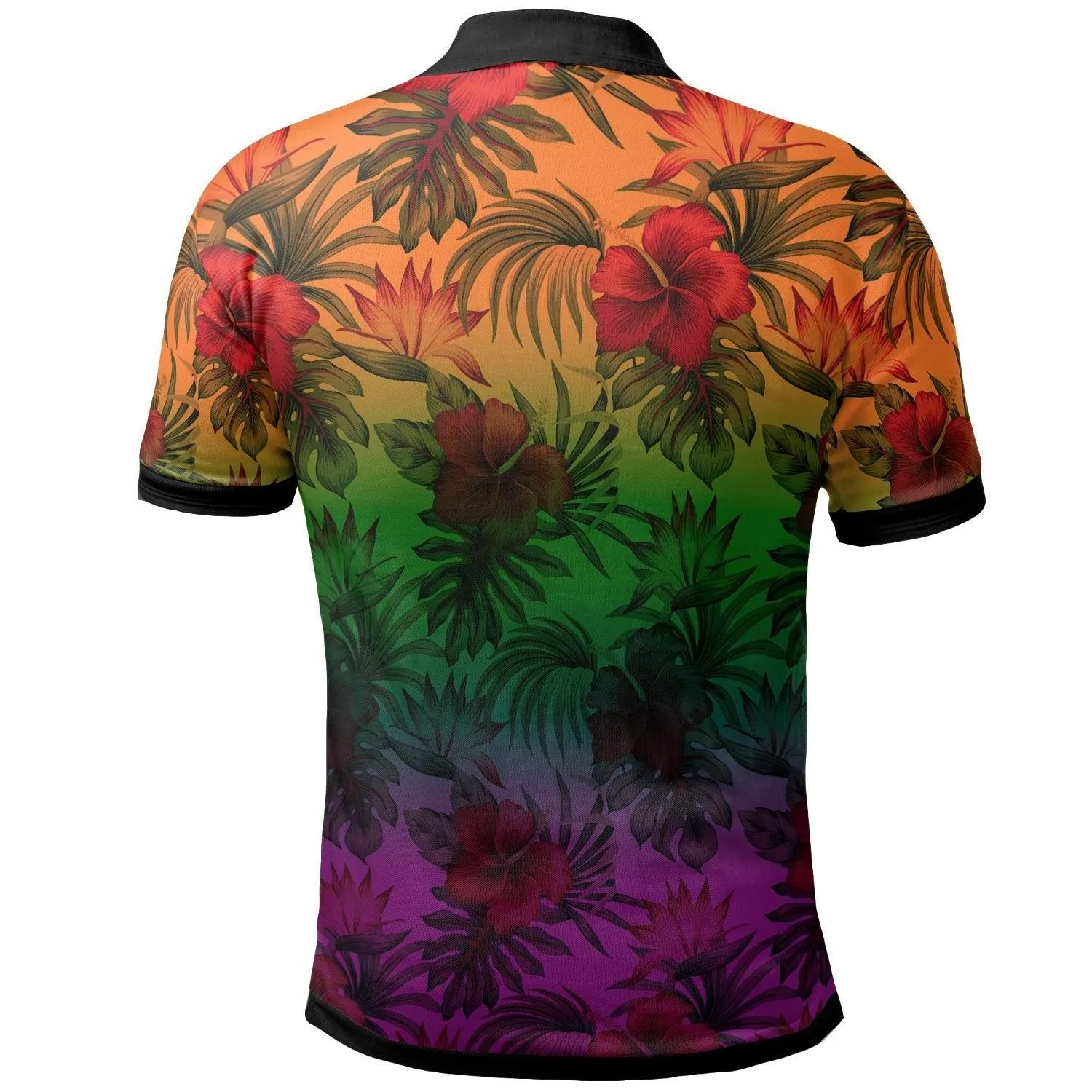 Polynesian Polo Shirts - Green Hibiscus Patterns