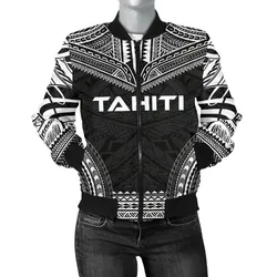 Tahiti Polynesian Chief Women'S Bomber Jacket - Black Version - Bn10