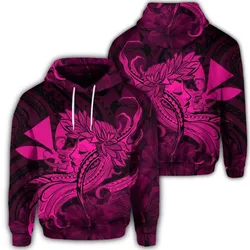 Alohawaii Hoodie - Hawaiian Map Hula Girl Hibiscus Kanaka Polynesian Hoodie - Pink - AH - J4R