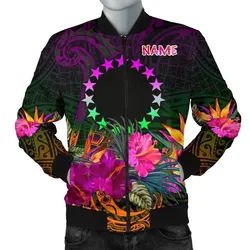 Cook Islands Personalised Polynesian Men's Bomber Jacket - Summer Hibiscus - BN15