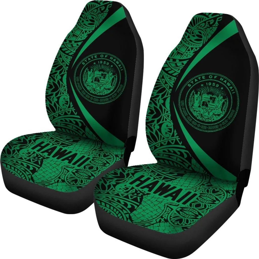 Hawaii Coat Of Arm Polynesian Car Seat Covers - Circle Style 04