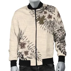 Niue Mens Bomber Jacket - The Beige Hibiscus