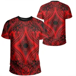 Alohawaii Tee - Polynesian Plumeria Mix Red Black T-Shirt - AH - JR