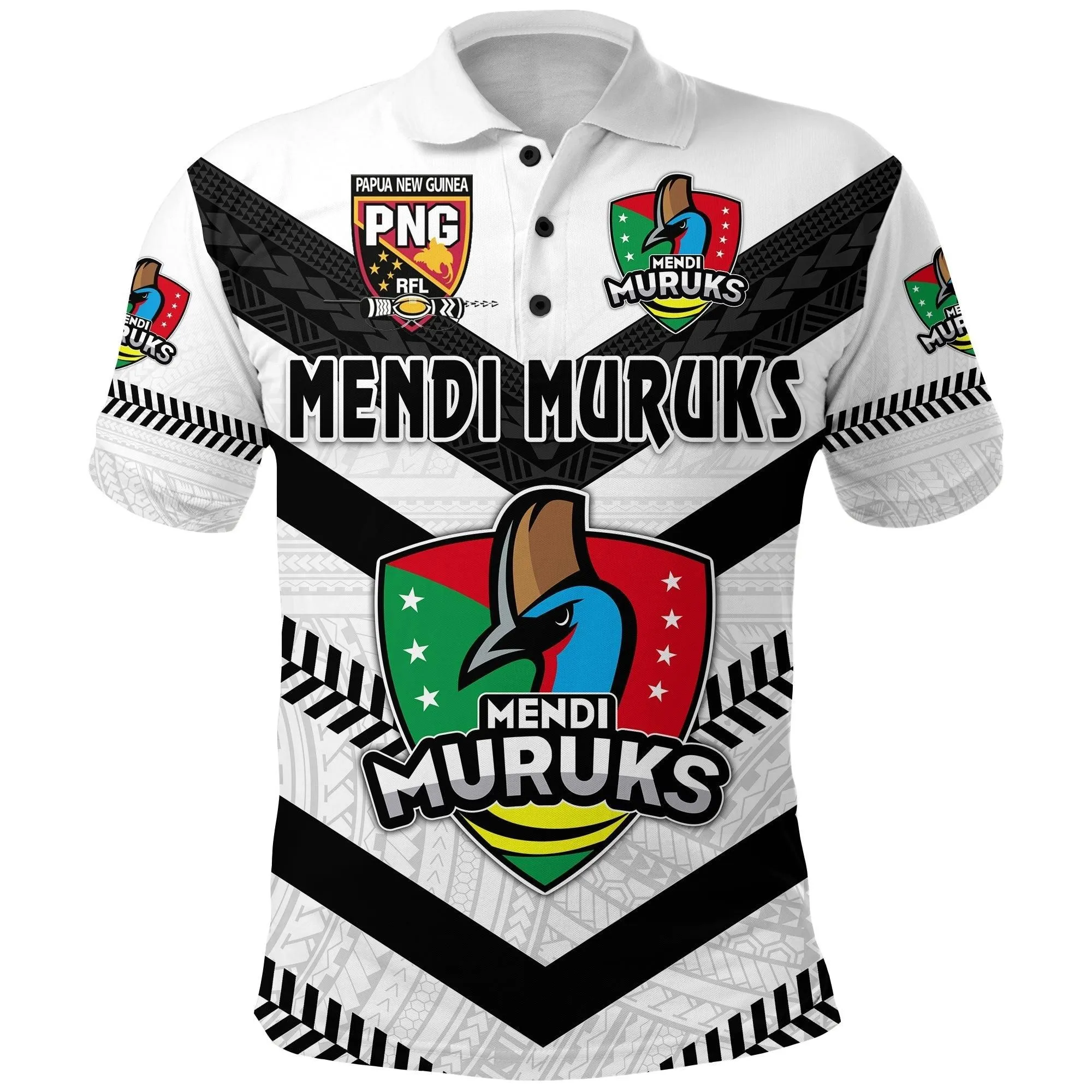 (Custom Personalised) Papua New Guinea PRK Mendi Muruks Polo Shirt Rugby Polynesian - White LT8