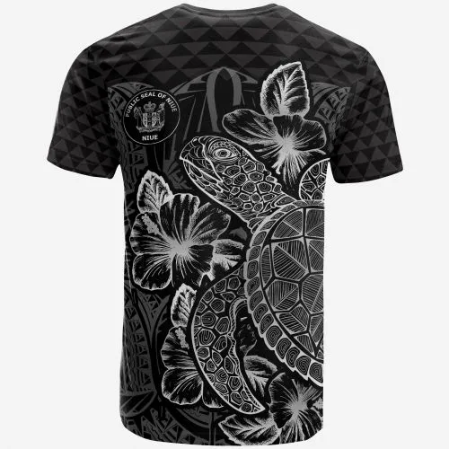 Vibe Hoodie Niue T shirt - Niue Seal Turtle Hibiscus Black