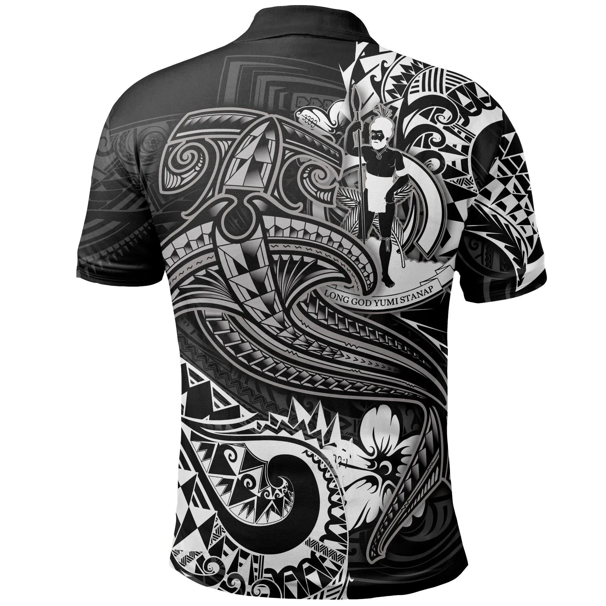 Alohawaii Shirt - Polo Shirt Vanuatu -White Shark Tattoo - BN18