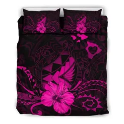 FamilyGater Home Set - Hawaiian Map Heart Turtle Tattoo Hibiscus Polynesian Bedding Seto - Pink - AH J9