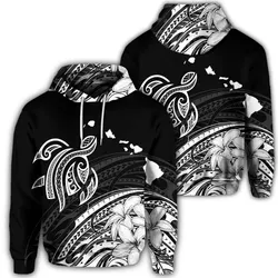 Alohawaii Hoodie - Hawaiian Turtle Polynesian Map Plumeria Hoodie White - AH - JR
