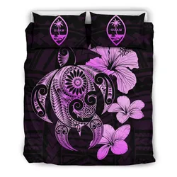 Guam Hibiscus Plumeria Mix Polynesian Pink Turtle Bedding Set - J1