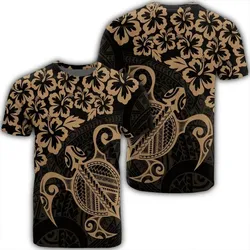 Alohawaii Tee - Hawaiian Map Turtle Hibiscus Kanaka Polynesian T-shirt Gold - AH - J4R