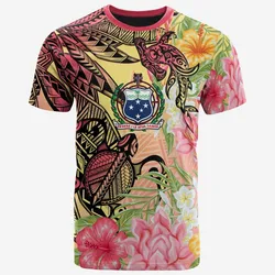 Samoa T shirt - Flowers Tropical With Sea Animals