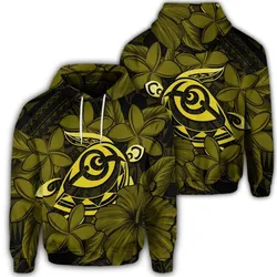 Hawaiian Turtle Hibiscus Plumeria Kanaka Polynesian Hoodie Yellow - Soft Style