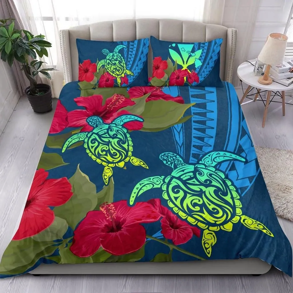 Alohawaii Home Set - Hawaii Turtle Hibiscus Polynesian Bedding Set - Bana Style - AH - J4