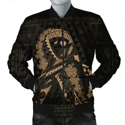 FamilyGater Jacket - Hawaiian Map Heart Ribbon Cancer Hibiscus Gold Polynesian Bomber Jacket - AH - J4R