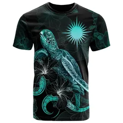 Marshall Islands Polynesian T shirt - Turtle With Blooming Hibiscus Turquoise