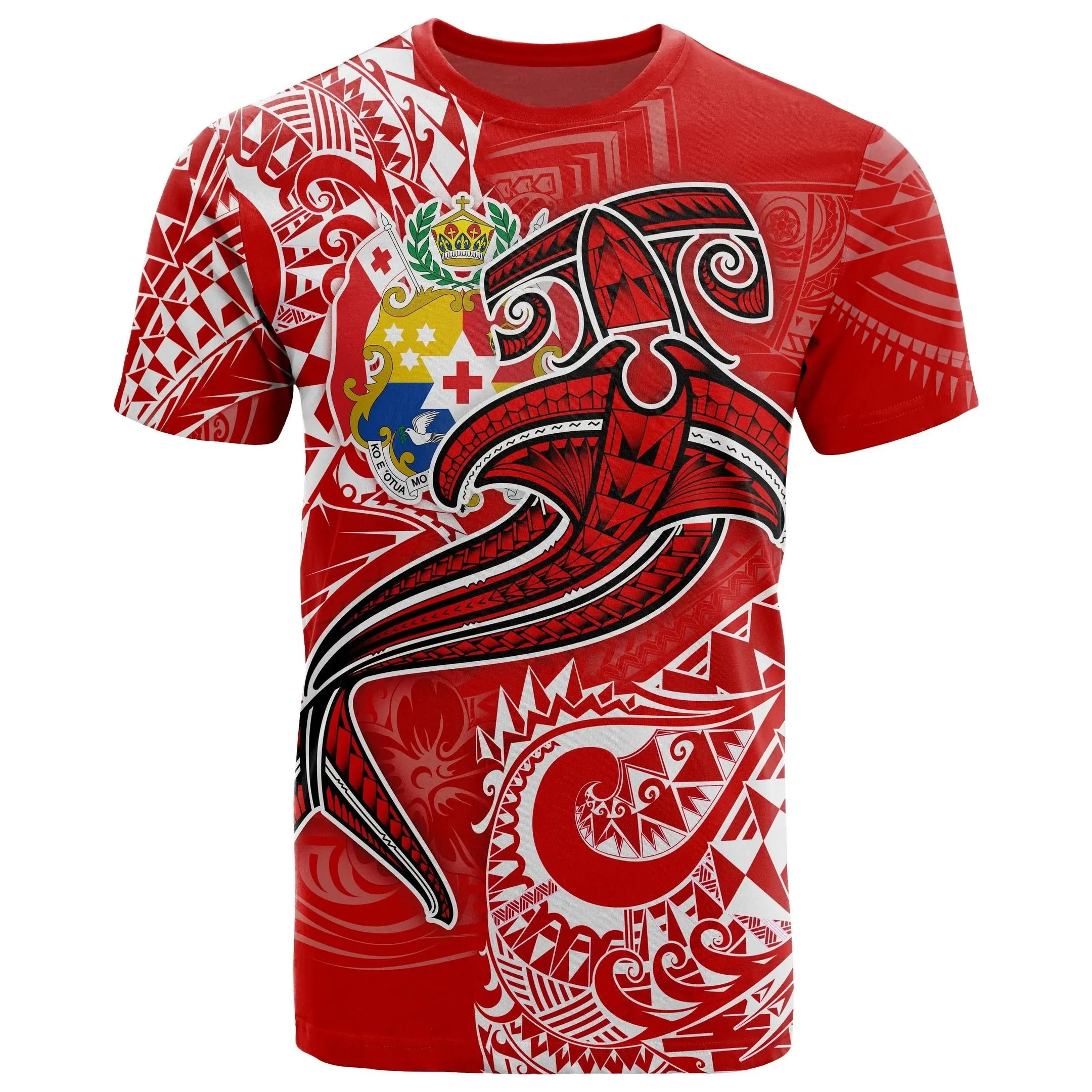 Tonga T-shirt - Red Shark Polynesian Tattoo - BN18