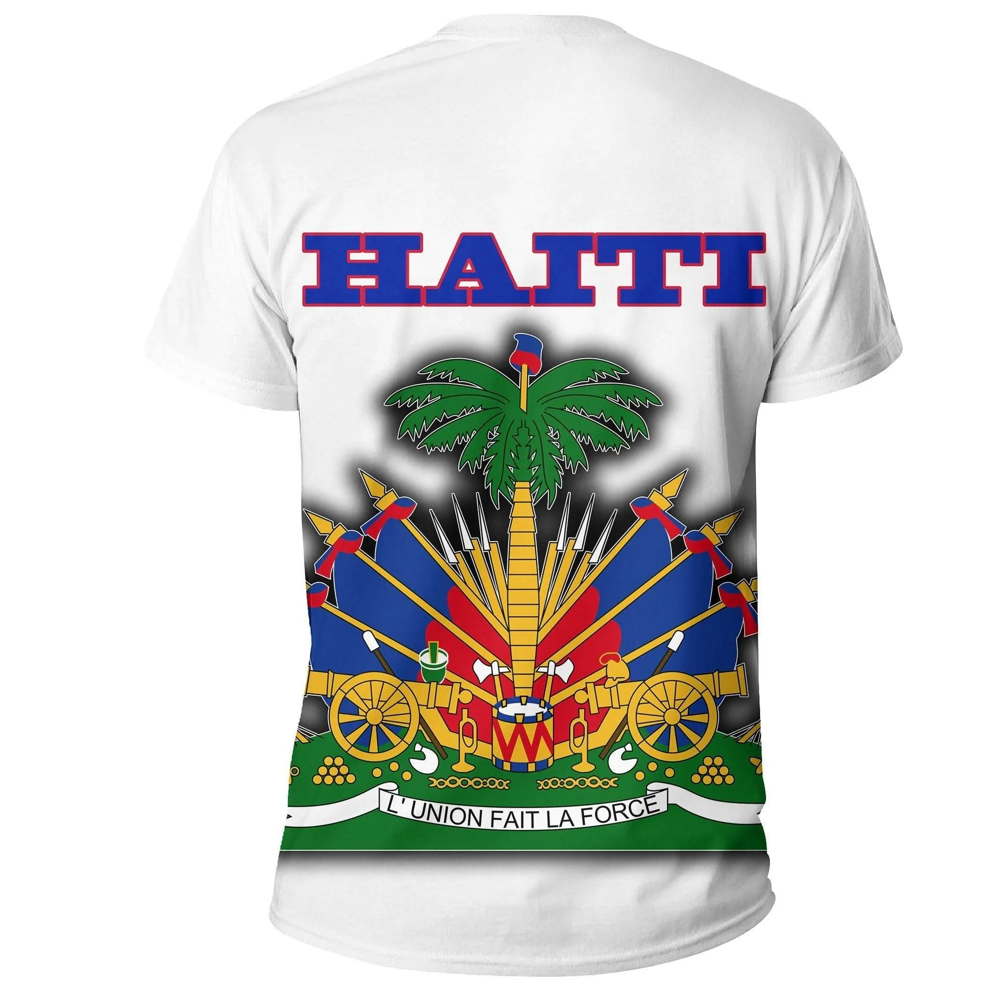 Haiti T shirt Flag With Coat Of Arm (White)