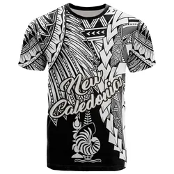 New Caledonia Polynesian T shirt - Tribal Wave Tattoo White