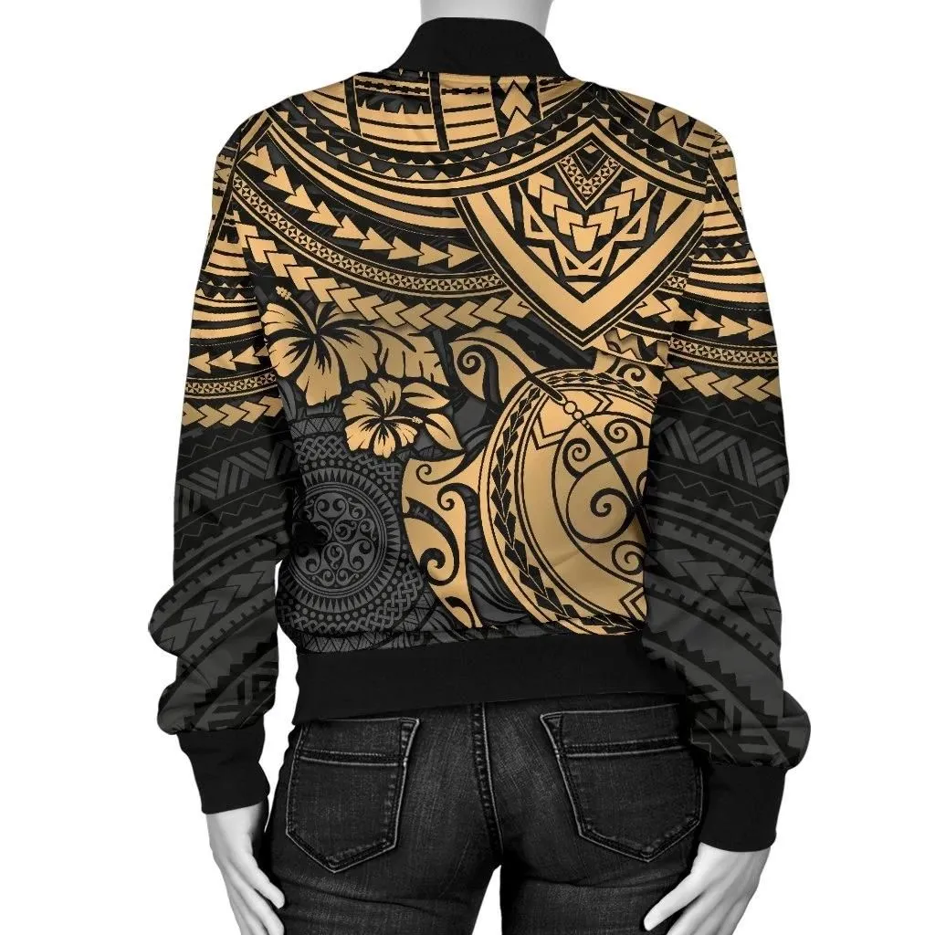 Polynesian Bomber Jacket (Women) - Polynesian Golden Turtle - BN15