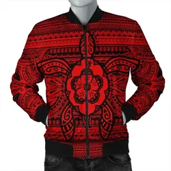 FamilyGater Jacket - Hawaiian Turtle Polynesian Tribal Bomber Jacket Red AH - J7R