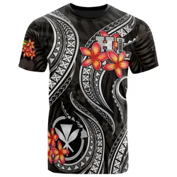 Polynesian Hawaii Black Plumeria Unisex 3D T-Shirt All Over Print HNAUX