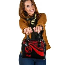 Tonga Shoulder Handbag - Red Polynesian Tentacle Tribal Pattern