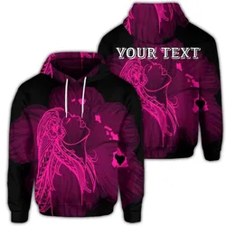 (Personalised) Hawaiian Map Heart Hula Girl Hibiscus Pink Polynesian Hoodie - AH