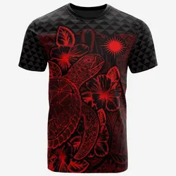Marshall Islands T shirt - Marshall Islands Flag Turtle Hibiscus Red