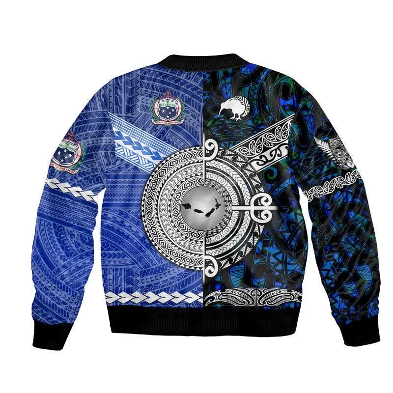 Samoa and New Zealand Bomber Jacket Together Blue LT8