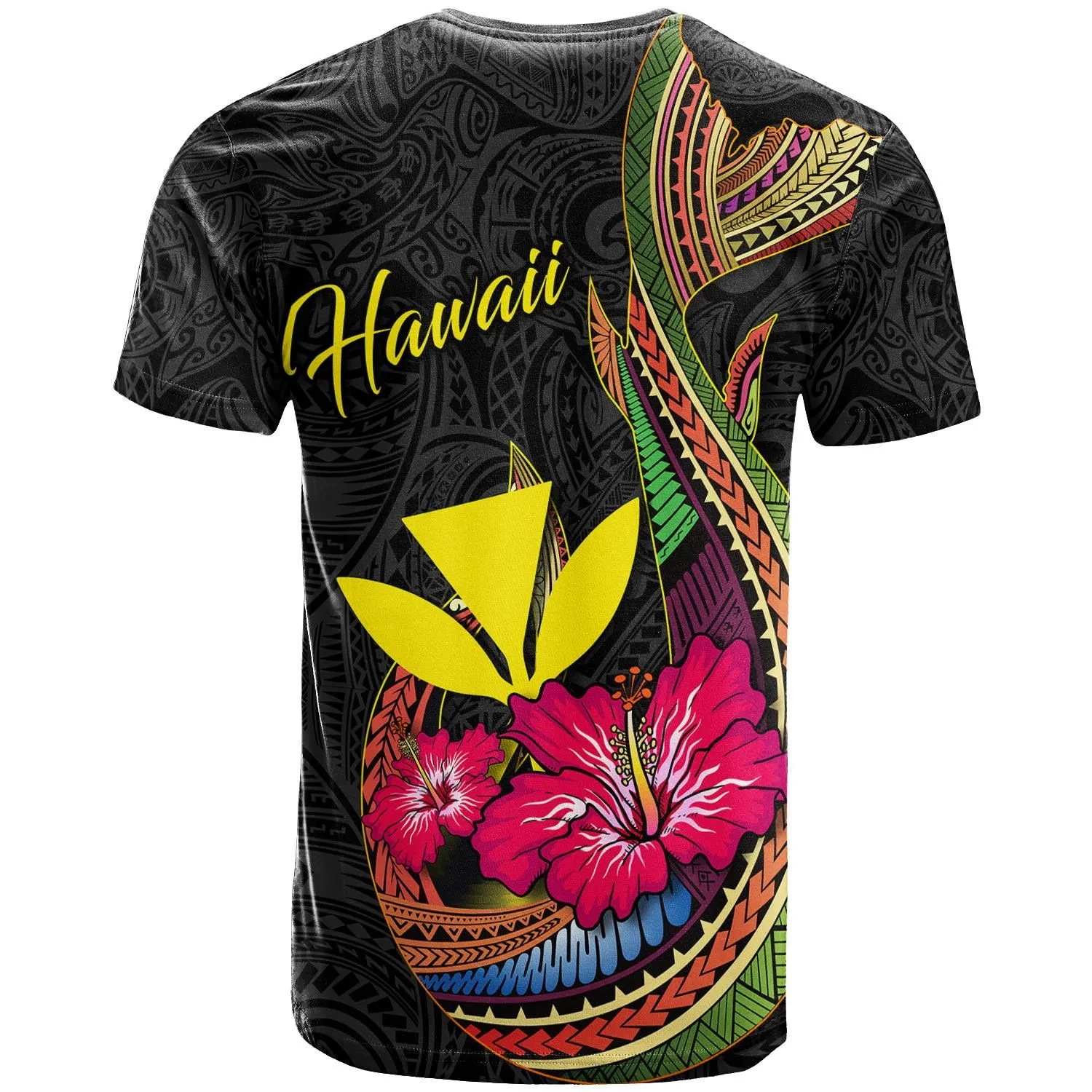 Hawaii Polynesian Fish Hook Hibiscus T-Shirt - LT12